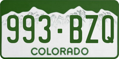 CO license plate 993BZQ