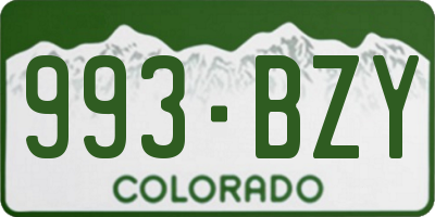 CO license plate 993BZY