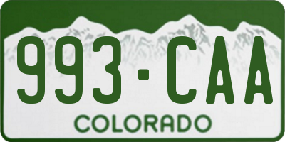 CO license plate 993CAA