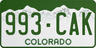 CO license plate 993CAK