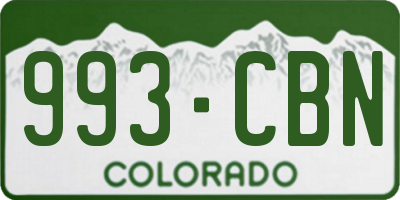 CO license plate 993CBN