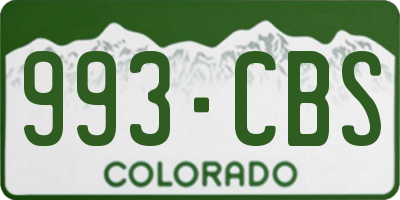 CO license plate 993CBS