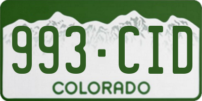 CO license plate 993CID