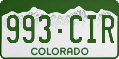 CO license plate 993CIR