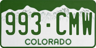 CO license plate 993CMW