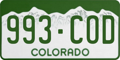 CO license plate 993COD