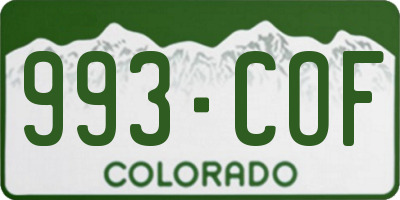 CO license plate 993COF