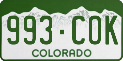 CO license plate 993COK