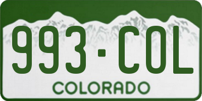 CO license plate 993COL
