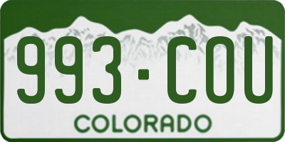 CO license plate 993COU