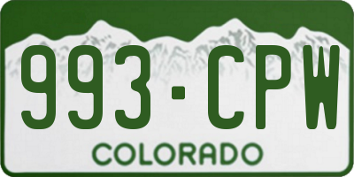 CO license plate 993CPW