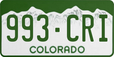 CO license plate 993CRI