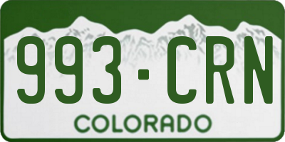CO license plate 993CRN