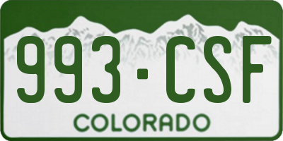 CO license plate 993CSF