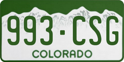 CO license plate 993CSG