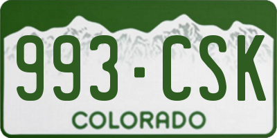 CO license plate 993CSK