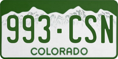CO license plate 993CSN