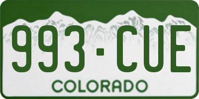 CO license plate 993CUE
