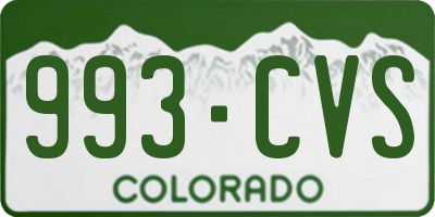 CO license plate 993CVS
