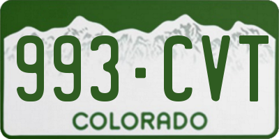 CO license plate 993CVT