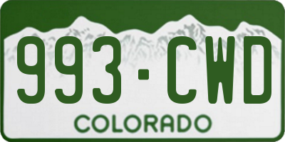 CO license plate 993CWD