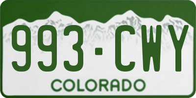 CO license plate 993CWY