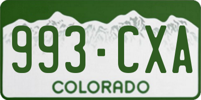 CO license plate 993CXA