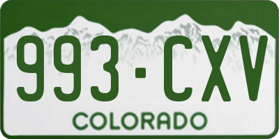 CO license plate 993CXV