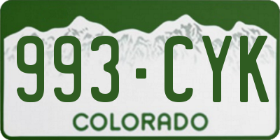 CO license plate 993CYK