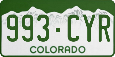 CO license plate 993CYR
