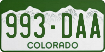 CO license plate 993DAA