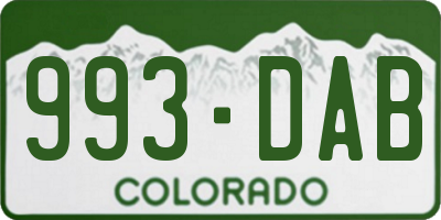 CO license plate 993DAB