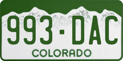 CO license plate 993DAC