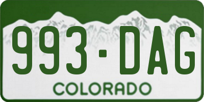 CO license plate 993DAG