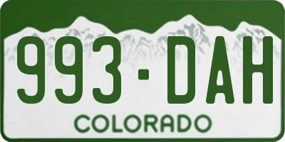 CO license plate 993DAH