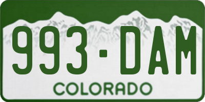 CO license plate 993DAM