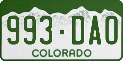 CO license plate 993DAO