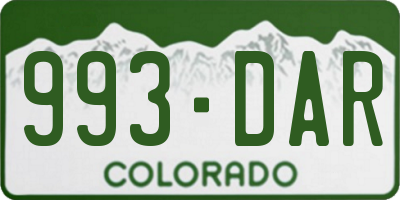 CO license plate 993DAR