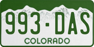 CO license plate 993DAS
