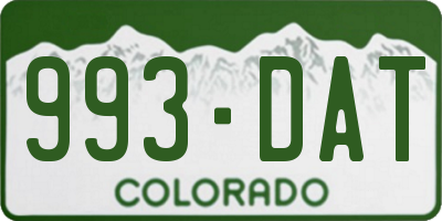 CO license plate 993DAT