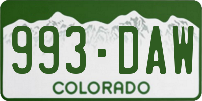 CO license plate 993DAW