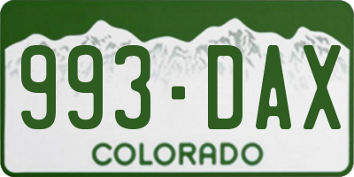 CO license plate 993DAX