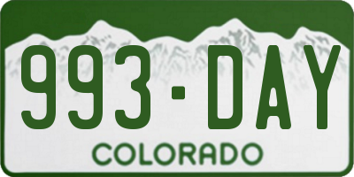 CO license plate 993DAY