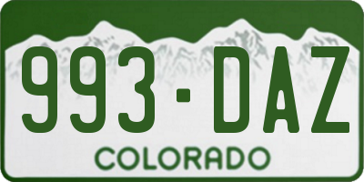 CO license plate 993DAZ