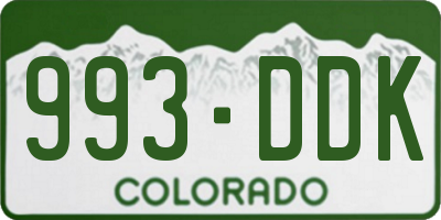 CO license plate 993DDK