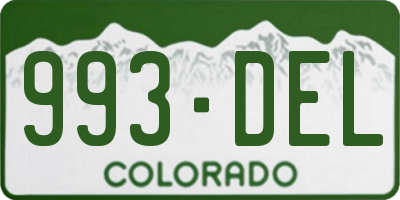 CO license plate 993DEL