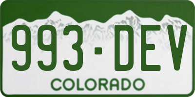 CO license plate 993DEV