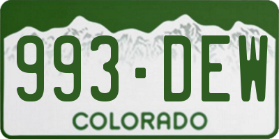 CO license plate 993DEW