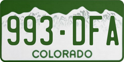 CO license plate 993DFA