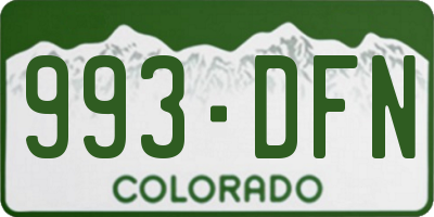 CO license plate 993DFN